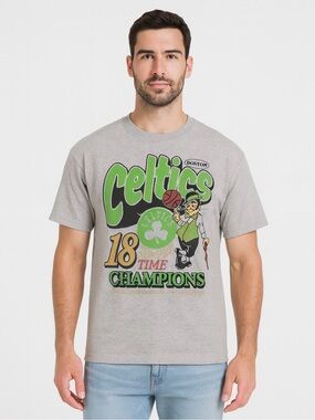 NBA Boston Celtics 18 Time Champion Graphic T-Shirt, Medium, Grey, NWT!